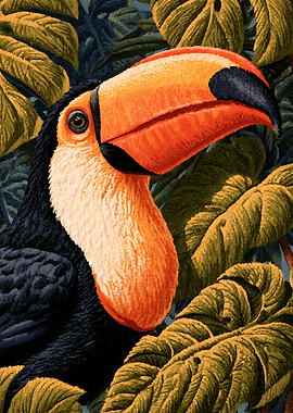 Toco Toucan in Tropical Foliage