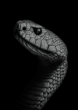Striking Monochrome Viper Portrait In Stipple Dotwork