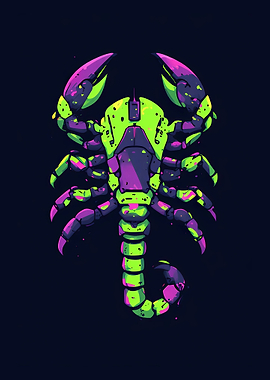 Neon Cyberpunk Scorpion Illustration