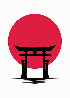 Minimalist Torii Gate on Water