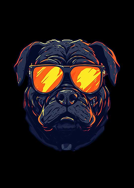 Cool Pug Wearing Orange Sunglasses