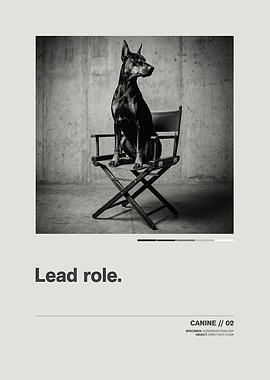 Doberman Pinscher on Director Chair // Minimalist Swiss-Style Poster