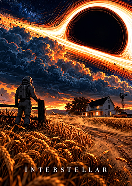 Interstellar Astronaut Overlooking Farm
