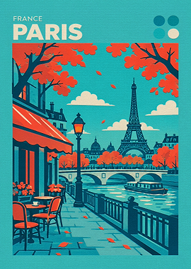 Vintage Style Paris Travel Poster