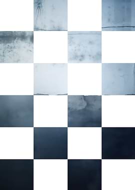 Abstract Blue and White Checkerboard Pattern