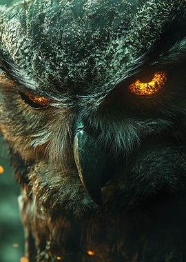 Intense Glowing Eyed Owl Portrait