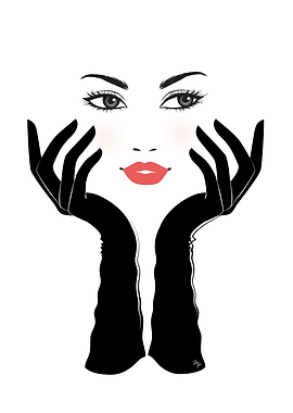Elegant Woman in Black Gloves Illustration