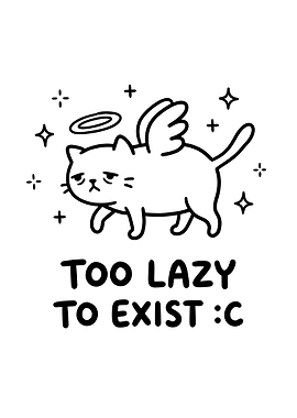 Lazy Angel Cat Illustration