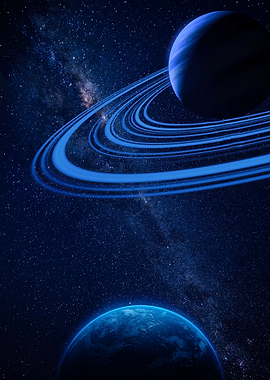 Blue Ringed Planet and Earth