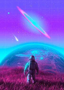 Astronaut Standing on Alien Planet