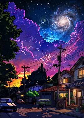 Galaxy Sky Anime Poster Art