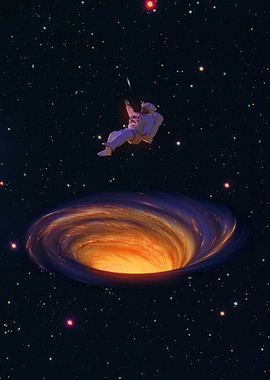 Astronaut Floating Above a Black Hole