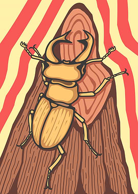 Stylized Stag Beetle Illustration