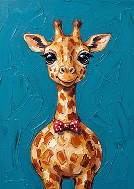 Cute Giraffe with Polka Dot Bowtie