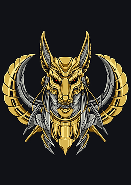 Cybernetic Anubis Golden Mech Portrait