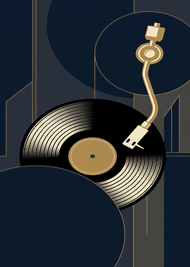 Art Deco Style Vinyl Record Player
