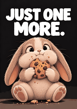 Cute Bunny Eating a Chocolate Cookie