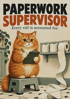 Paperwork Supervisor Cat Poster