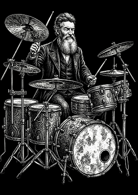 John Brown Playing Drums Illustration