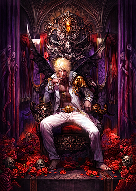 Blonde Vampire King on Throne