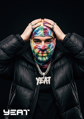 Yeat Portrait with Tie-Dye Balaclava