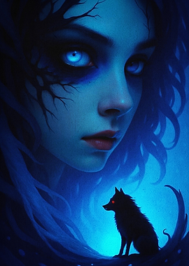 Gothic Wolf Fantasy Dark Blue Art