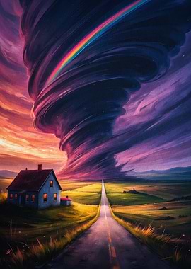 Tornado Rainbow Sunset Surreal Art