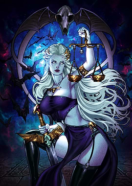 Vampiric Lady Justice Fantasy Illustration