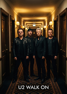 U2 Band Members in Hotel Hallway