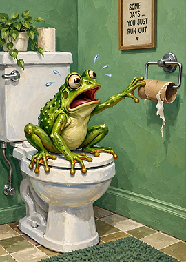 Funny Frog Out of Toilet Paper