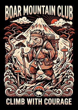 Boar Mountain Club Hiking Illustration