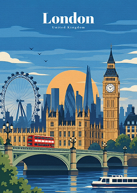 London Cityscape Travel Poster