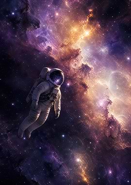 Astronaut Floating in Deep Space