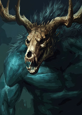 Menacing Wendigo Creature Digital Art