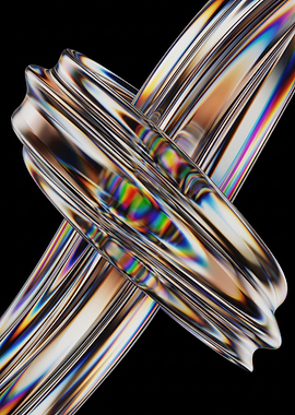 Abstract Iridescent Glass Intersecting Rings