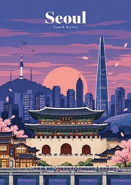 Seoul South Korea Travel Poster