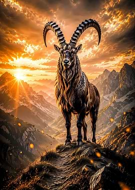 Ibex Majestic Ibex on Mountain Peak