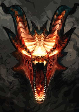 Fierce Demon Dragon Head Portrait