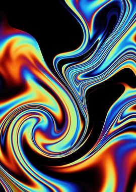 Iridescent Liquid Swirl Abstract Art