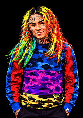 6ix9ine Colorful Portrait Digital Art