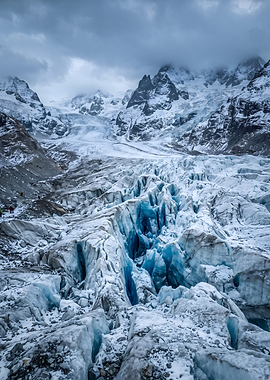 Majestic Glacier Landscape with Deep Crevasses