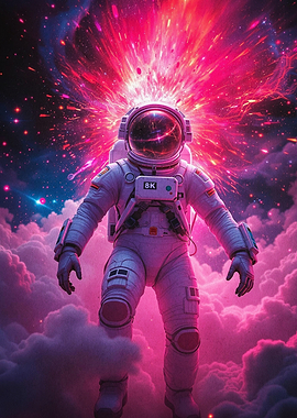 Astronaut Nebula Cosmic Glow Poster