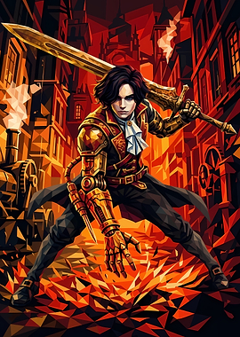 Steampunk Warrior with Mechanical Arm