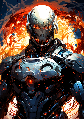 Futuristic Armored Cyborg Warrior
