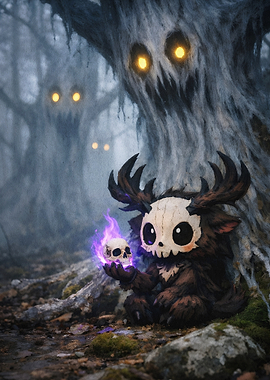 Spooky Forest Spirit Art Poster