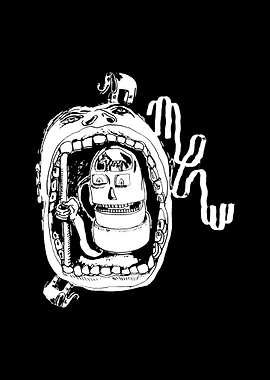 Surreal Mouth and Robot Illustration