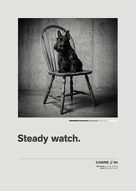Scottish Terrier on Windsor Chair // Minimalist Swiss-Style Poster