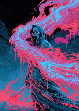 Ghostface Scream Neon Art