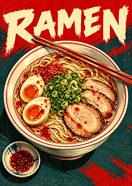 Vintage Style Ramen Poster
