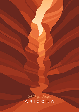 Antelope Canyon Arizona | Minimal Vintage Travel Poster